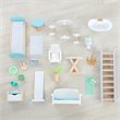 Pemberly Row 23 Piece Wooden Plastic Dollhouse with Easy Assembly