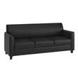 Pemberly Row Contemporary Diplomat Leather Sofa in Black Finish
