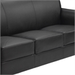 Pemberly Row Contemporary Diplomat Leather Sofa in Black Finish