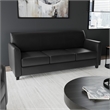 Pemberly Row Contemporary Diplomat Leather Sofa in Black Finish