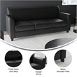 Pemberly Row Contemporary Diplomat Leather Sofa in Black Finish