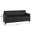 Pemberly Row Contemporary Diplomat Leather Sofa in Black Finish