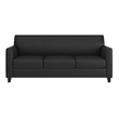 Pemberly Row Contemporary Diplomat Leather Sofa in Black Finish