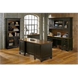 Pemberly Row Wood Double Pedestal Desk Office Desk Office Table Black