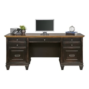 Pemberly Row Contemporary Wood Credenza Office Desk Writing Table Black