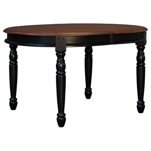 Pemberly Row 76&quot Solid Wood Extendable Oval Dining Table in Black