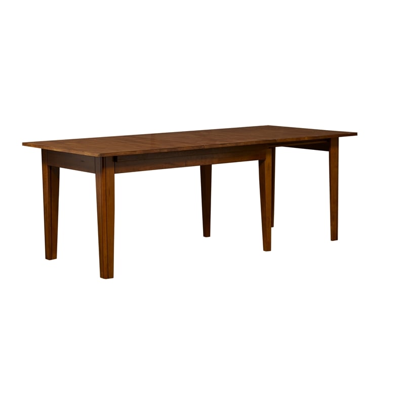 Pemberly Row Transitional Wood Extendable Dining Table in Rustic Amber