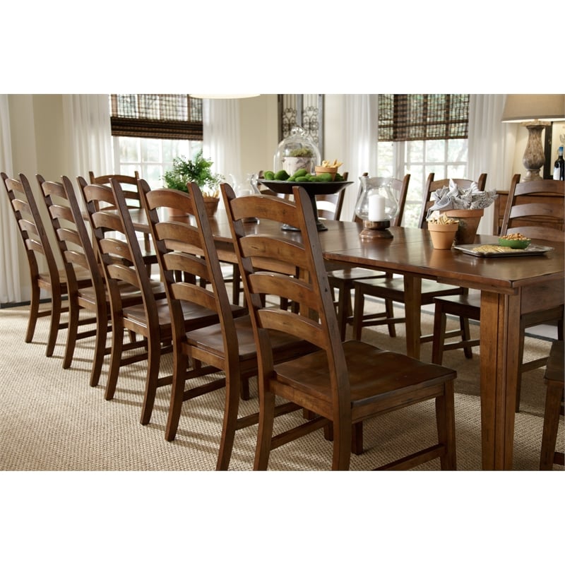 Pemberly Row Transitional Wood Extendable Dining Table in Rustic Amber
