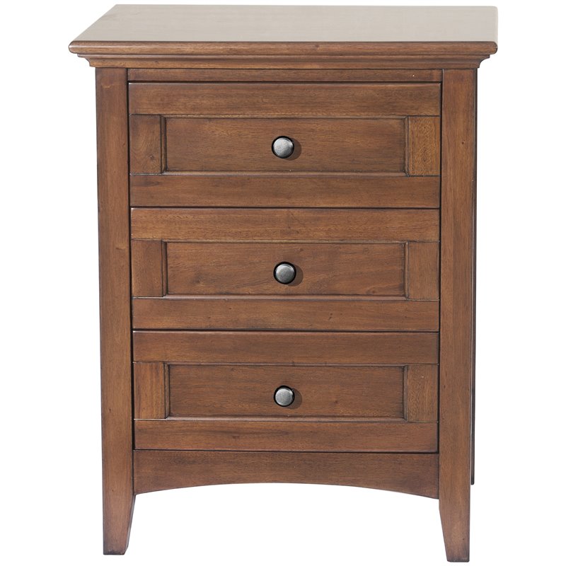 Pemberly Row 3 Drawer Transitional Solid Wood Nightstand in Cherry Brown
