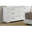 Pemberly Row Contemporary 6 Drawer Dresser in High Gloss White