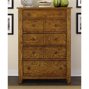 Pemberly Row Contemporary Grandpa's Cabin Medium Brown 5 Drawer Chest