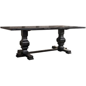 Pemberly Row Contemporary Trestle Dining Table in Vintage Black