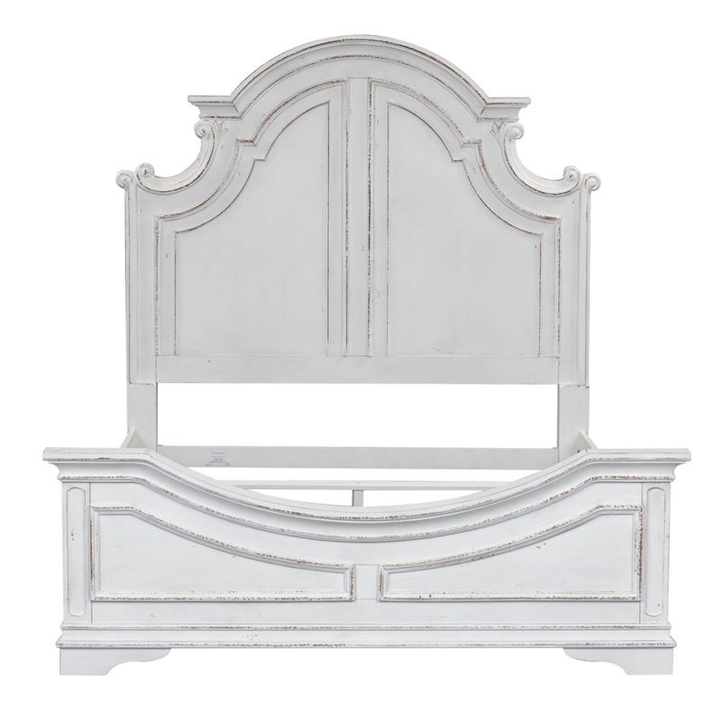 Pemberly Row Contemporary Magnolia Manor White Queen Panel Bed