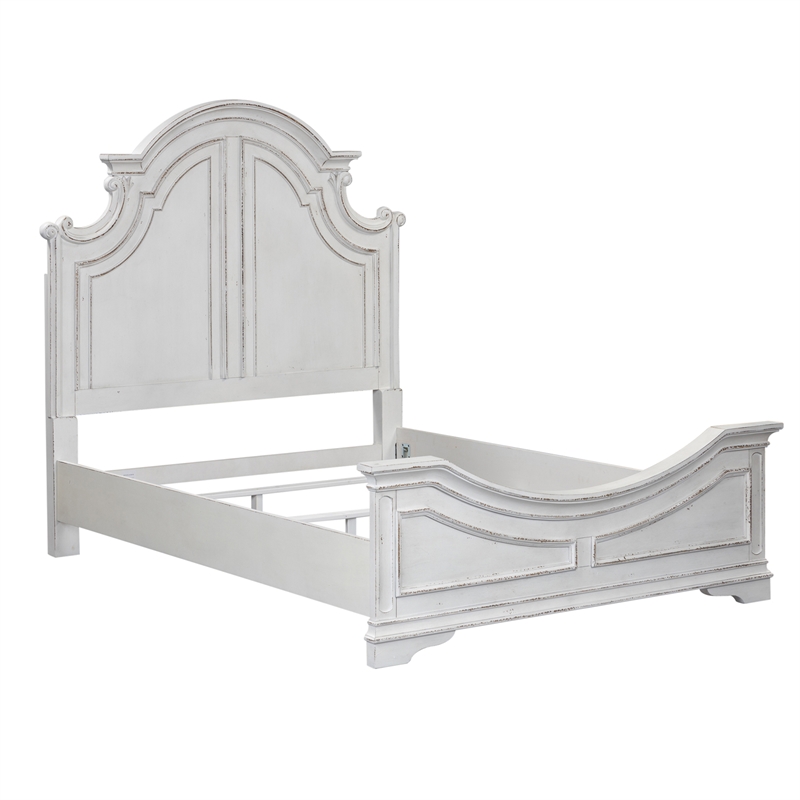 Pemberly Row Contemporary Magnolia Manor White Queen Panel Bed