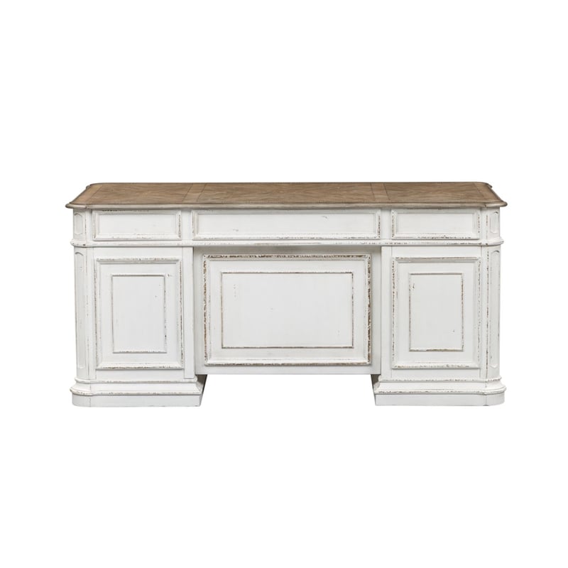 Pemberly Row Contemporary Wood Magnolia Manor White Finish Desk