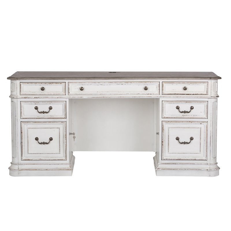 Pemberly Row Contemporary Wood Magnolia Manor White Finish Desk