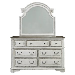 Pemberly Row Contemporary Magnolia Manor White Dresser & Mirror