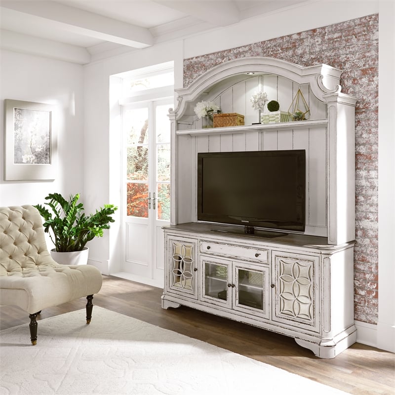 Pemberly Row Contemporary Magnolia Manor White Entertainment Center