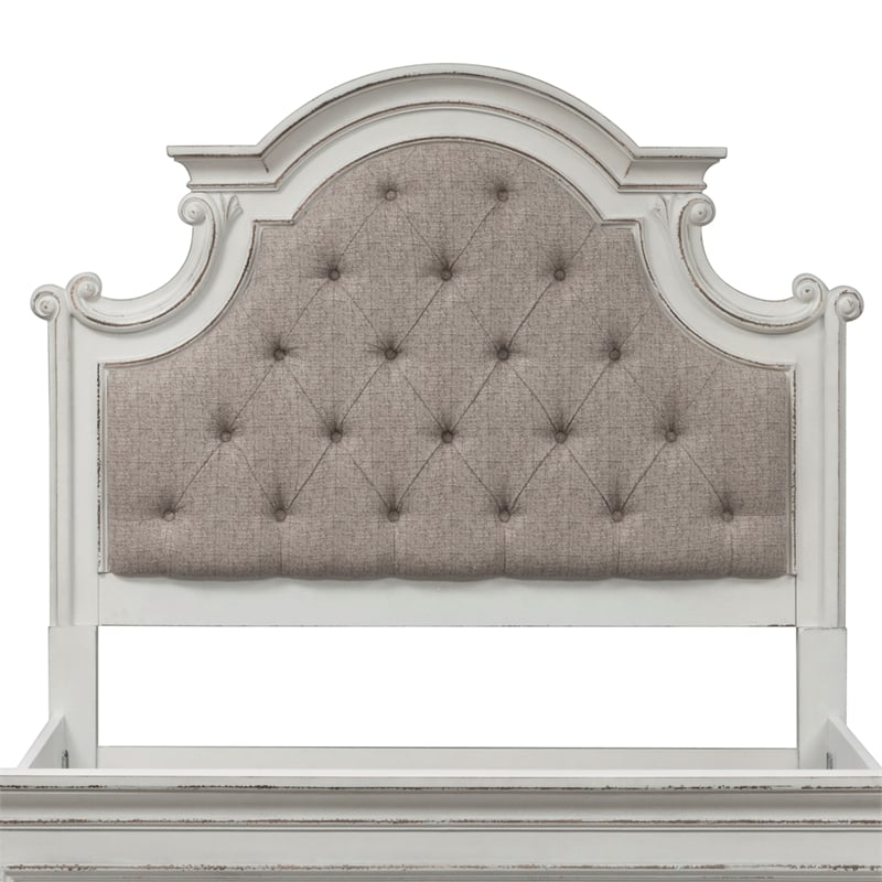 Pemberly Row Magnolia Manor White King Uph Panel Headboard - Engineered Wood