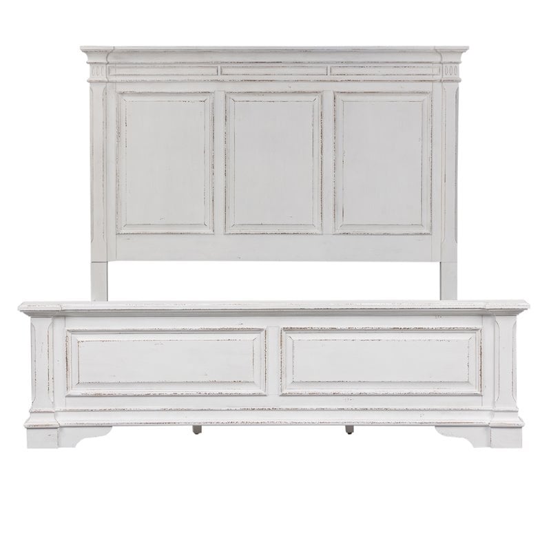 Pemberly Row Engineered Wood Contemporary White King Panel Bed