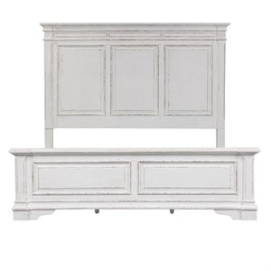 Pemberly Row Engineered Wood Contemporary White King Panel Bed