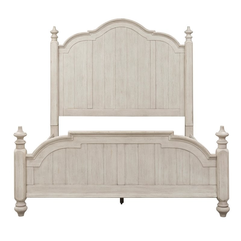 Pemberly Row Contemporary Farmhouse Reimagined White King Poster Bed