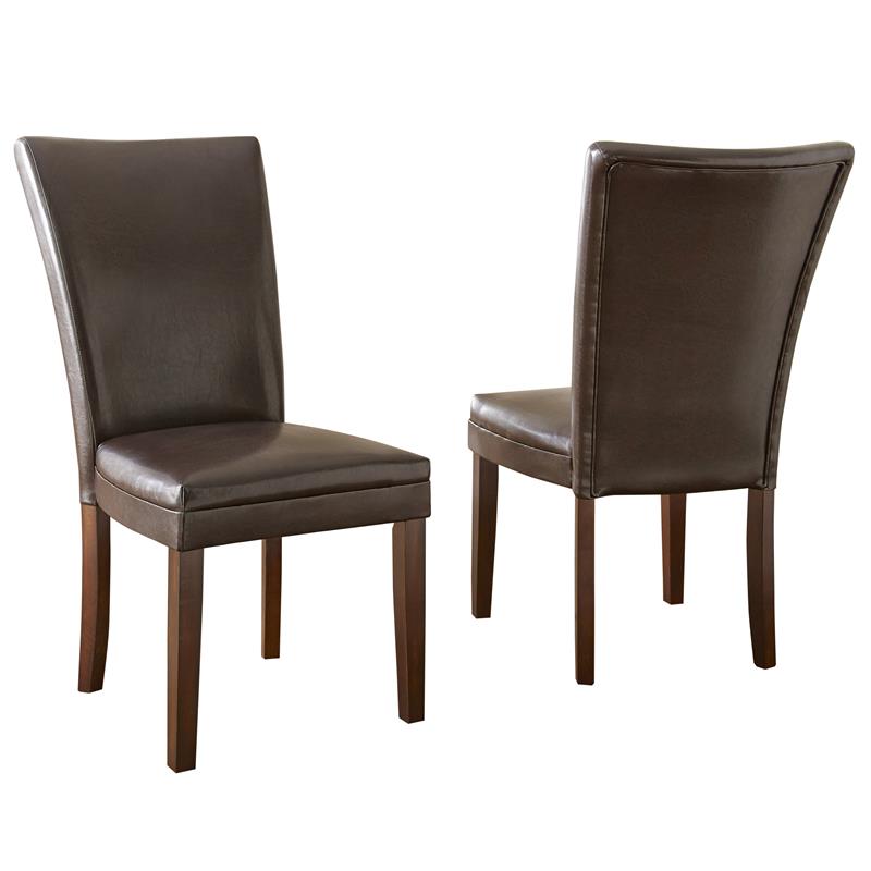 Pemberly Row Dark Oak 9-Piece Dining Set with Brown Leather Chairs