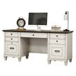 Pemberly Row Contemporary White Wood Double Pedestal Desk Executive Desk