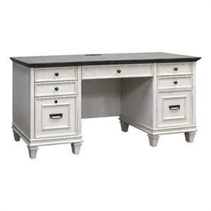Pemberly Row Contemporary Wood Credenza Office Desk Writing Table White