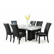 Pemberly Row Marble Top Rectangular 7 Piece Dining Set in Black
