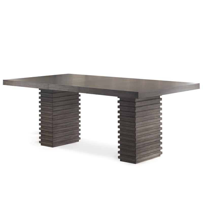 Pemberly Row Contemporary Washed Gray Twin Pedestal Dining Table