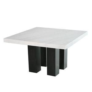 Pemberly Row Contemporary White Marble Top Square Dining Table