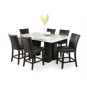 Pemberly Row Marble Top Rectangular 7-Piece Counter Height Dining Set - Black