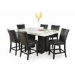 Pemberly Row Marble Top Rectangular 7-Piece Counter Height Dining Set - Black