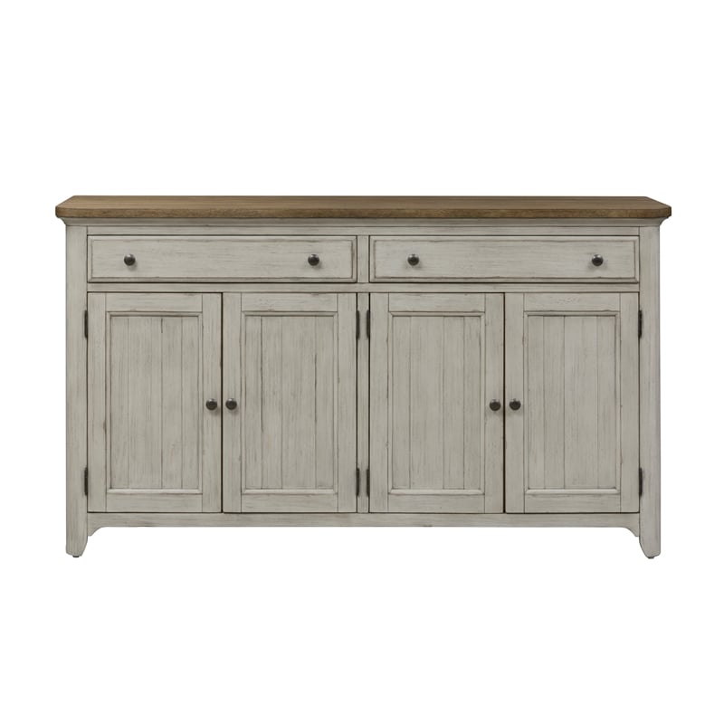 Pemberly Row Engineered Wood Farmhouse Reimagined White Server