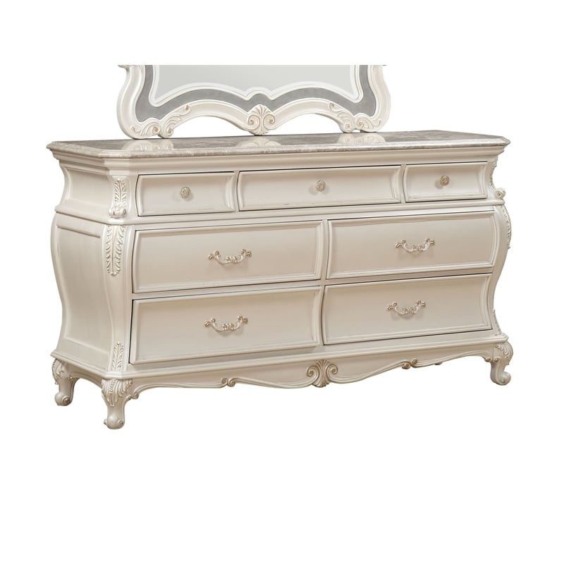 Pemberly Row Contemporary Wood Dresser in Pearl White Finish