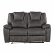 Pemberly Row Charcoal Faux Leather Manual Reclining Loveseat