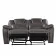 Pemberly Row Charcoal Faux Leather Manual Reclining Loveseat
