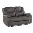 Pemberly Row Charcoal Faux Leather Manual Reclining Loveseat