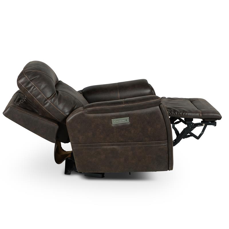 Pemberly Row Contemporary Brown Faux Leather Power Media Recliner