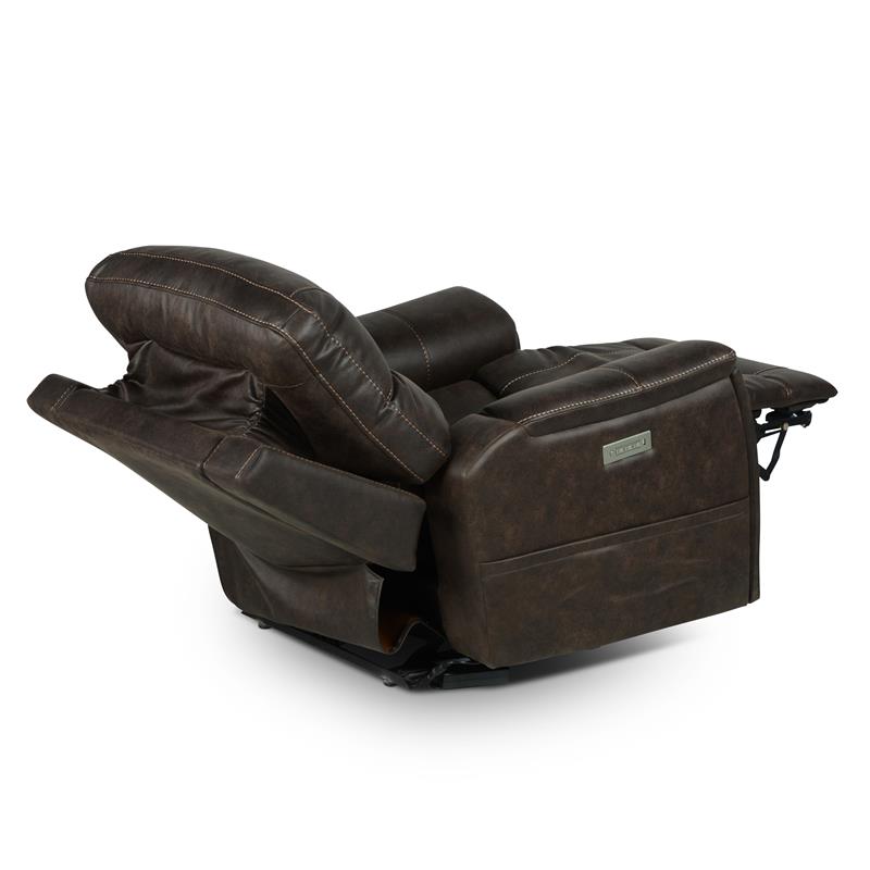 Pemberly Row Contemporary Brown Faux Leather Power Media Recliner