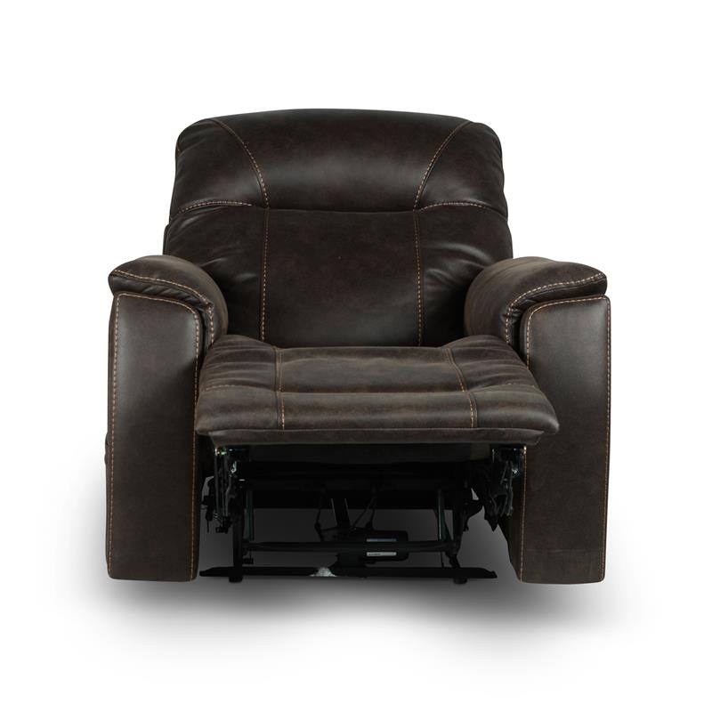 Pemberly Row Contemporary Brown Faux Leather Power Media Recliner