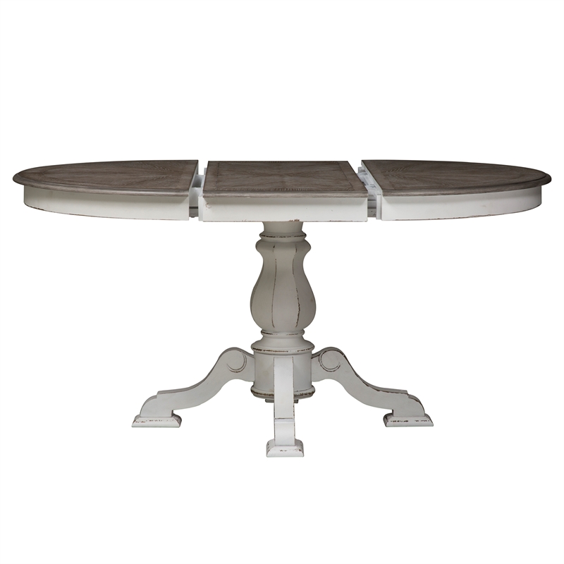 Pemberly Row Contemporary Magnolia Manor White Pedestal Table