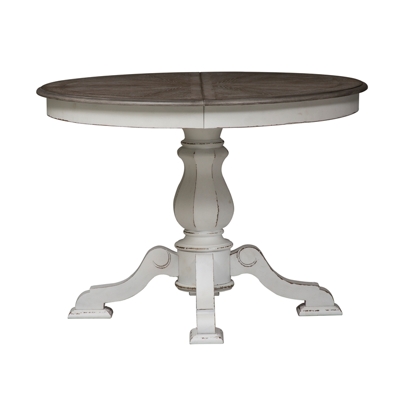 Pemberly Row Contemporary Magnolia Manor White Pedestal Table