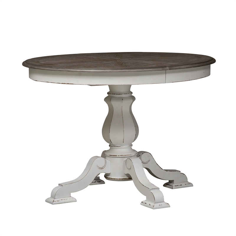 Pemberly Row Contemporary Magnolia Manor White Pedestal Table