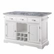Pemberly Row Contemporary Wood Kitchen Island in White Finish