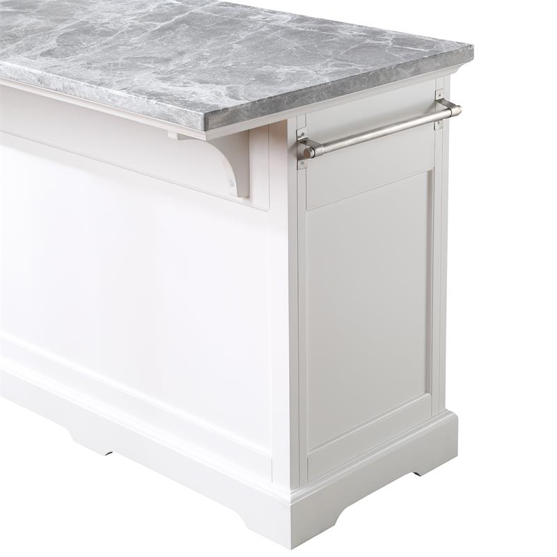 Pemberly Row Contemporary Wood Kitchen Island in White Finish
