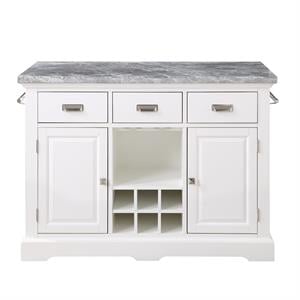 Pemberly Row Contemporary Wood Kitchen Island in White Finish