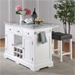 Pemberly Row Contemporary Wood White Kitchen Island 3-Piece Set