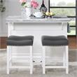 Pemberly Row Contemporary Wood White Kitchen Island 3-Piece Set